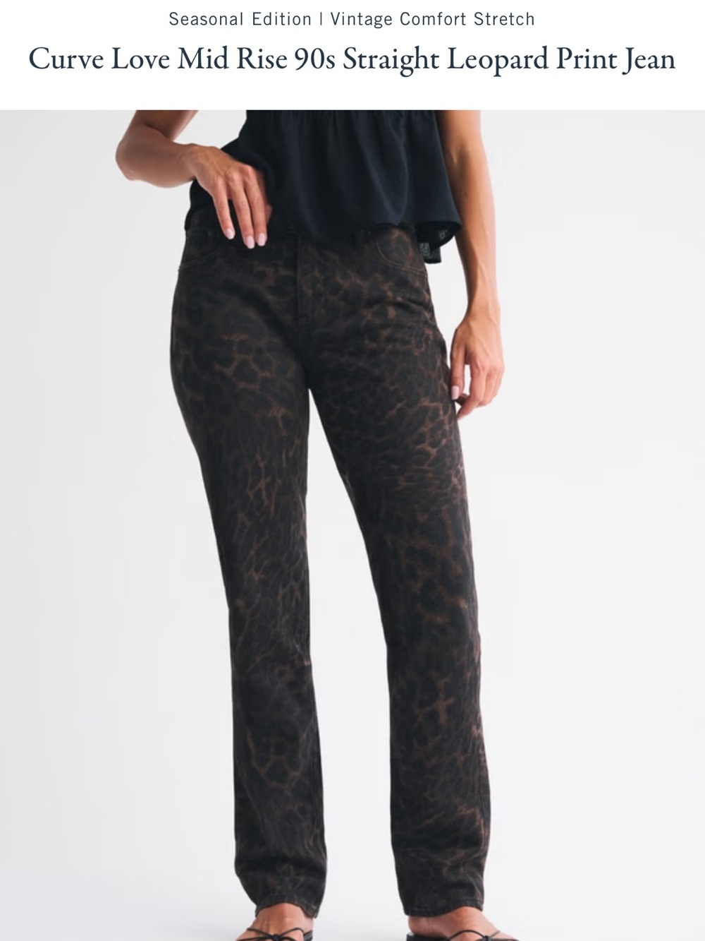 Abercrombie & Fitch Straight Leg Leopard Print Jeans in Black and Brown